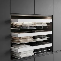 Cestello estraibile in filo metallico con chiusura ammortizzata OPIO / Bianco opaco