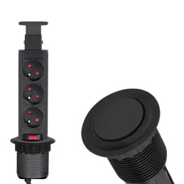 Presa elettrica estraibile ASTRA 3x230V FRENCH / Nera