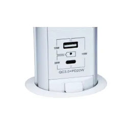 Presa elettrica estraibile ASTRA FRENCH 3x230V + 2x ricarica USB / Bianca