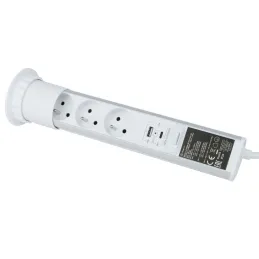Presa elettrica estraibile ASTRA FRENCH 3x230V + 2x ricarica USB / Bianca