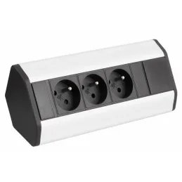 Ciabatta elettrica da incasso CORNER FRENCH 3x 230V / Nera - alluminio