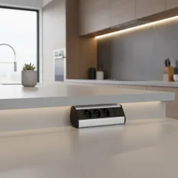 Ciabatta elettrica da incasso CORNER FRENCH 3x 230V / Nera - alluminio