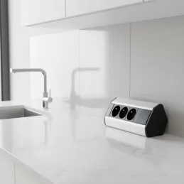 Ciabatta elettrica da incasso CORNER FRENCH 3x 230V / Nera - alluminio