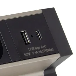 Presa da tavolo da incasso DESK 3x230V + 2xUSB per la ricarica / Acciaio inox