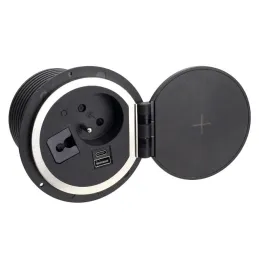 Presa da incasso per scrivania LUPO FRENCH 1x230V + USB A/C - Nera