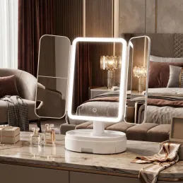 Specchio cosmetico con luce LED e organizer MAGNA / Bianco