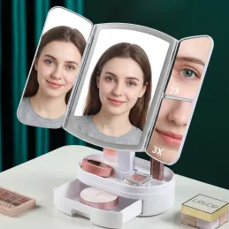 Specchio cosmetico con luce LED e organizer MAGNA / Bianco