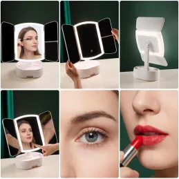 Specchio cosmetico con luce LED e organizer MAGNA / Bianco