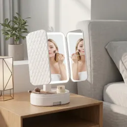Specchio cosmetico con luce LED e organizer MAGNA / Bianco