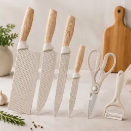 Set da 6 coltelli da cucina con forbici e pelapatate UGO / Crema
