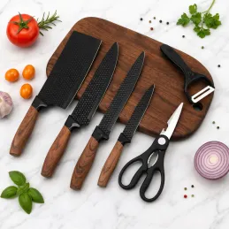 Set di 6 coltelli da cucina con forbici e pelapatate UGO / Nero
