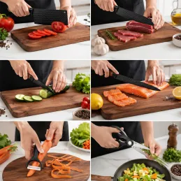 Set di 6 coltelli da cucina con forbici e pelapatate UGO / Nero