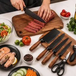 Set di 6 coltelli da cucina con forbici e pelapatate UGO / Nero