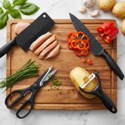 Set di 6 coltelli da cucina con forbici e pelapatate UGO / Nero