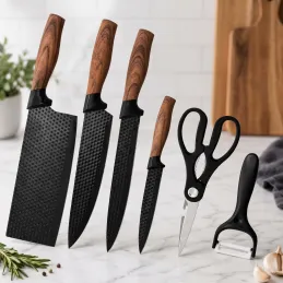 Set di 6 coltelli da cucina con forbici e pelapatate UGO / Nero