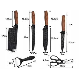Set di 6 coltelli da cucina con forbici e pelapatate UGO / Nero