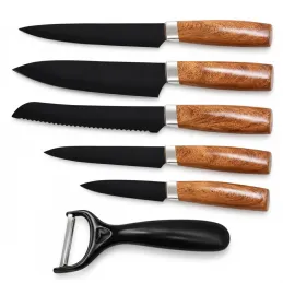 Set di 5 coltelli da cucina con pelapatate ALIA / Nero