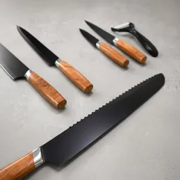 Set di 5 coltelli da cucina con pelapatate ALIA / Nero