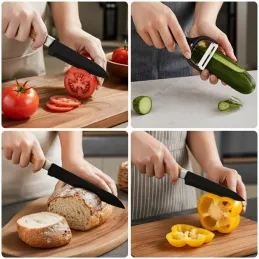 Set di 5 coltelli da cucina con pelapatate ALIA / Nero