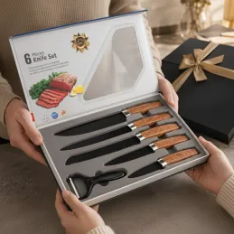 Set di 5 coltelli da cucina con pelapatate ALIA / Nero
