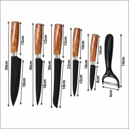 Set di 5 coltelli da cucina con pelapatate ALIA / Nero