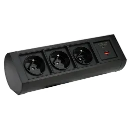 Presa elettrica OFFICE 3x230V + 1xUSB C+A FRENCH / Nero opaco