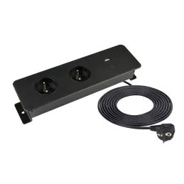 Multipresa elettrica EUROBOX 2x230V + 1xUSB C+A FRENCH / Nero opaco