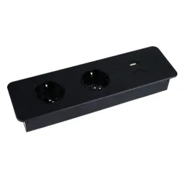 Multipresa elettrica EUROBOX 2x230V + 1xUSB C+A SCHUKO / Nero opaco