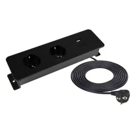 Multipresa elettrica EUROBOX 2x230V + 1xUSB C+A SCHUKO / Nero opaco