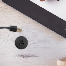 Caricatore da tavolo da interno 2 x USB A-C 25 mm PLUGY / Nero opaco