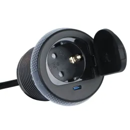 Presa da incasso ALPHA BOX SCHUKO 1x230V + USB C / Nero opaco