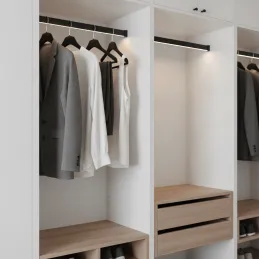 Barra appendiabiti SLIM per striscia LED con copertura / Nero