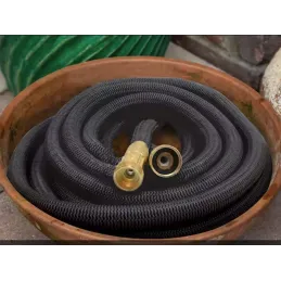 Tubo da giardino flessibile e allungabile per irrigazione con lancia / Nero