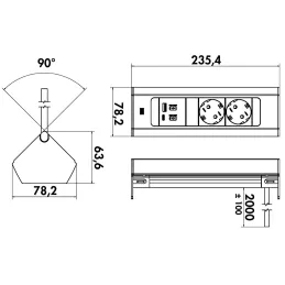 Multipresa da incasso Bachmann Casia 2 FRENCH 3x 230V / Alluminio