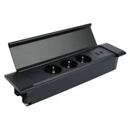 Ciabatta da incasso SLIM BOX SCHUKO 3× 230V + USB / Nero opaco