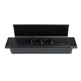 Ciabatta da incasso SLIM BOX SCHUKO 3× 230V + USB / Nero opaco