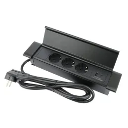 Ciabatta da incasso SLIM BOX SCHUKO 3× 230V + USB / Nero opaco