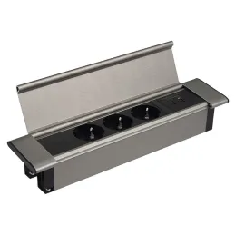 Multipresa da incasso SLIM BOX SCHUKO 3x 230V + USB / Acciaio inox