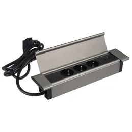 Multipresa da incasso SLIM BOX SCHUKO 3x 230V + USB / Acciaio inox