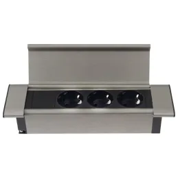 Multipresa da incasso SLIM BOX SCHUKO 3x 230V / Acciaio inox