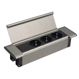 Multipresa da incasso SLIM BOX SCHUKO 3x 230V / Acciaio inox