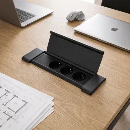 Multipresa da incasso SLIM BOX SCHUKO 3× 230 V / Nero opaco