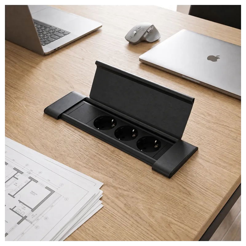 Multipresa da incasso SLIM BOX SCHUKO 3× 230 V / Nero opaco