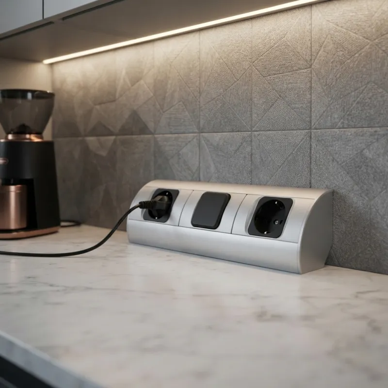 Multipresa da incasso CORNER SCHUKO 2x 230V con interruttore / Alluminio