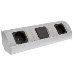 Multipresa da incasso CORNER SCHUKO 2x 230V con interruttore / Alluminio
