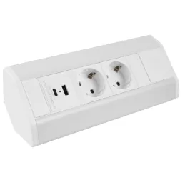 Multipresa da incasso CORNER SCHUKO 2x 230V + USB A-C / Bianco opaco