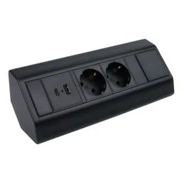 Multipresa da incasso CORNER SCHUKO 2x 230V + USB A-C / Nero opaco