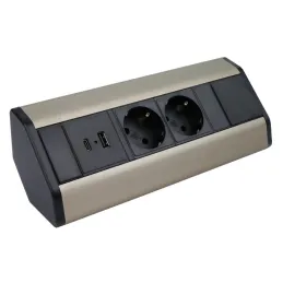 Multipresa da incasso CORNER SCHUKO 2x 230V + USB A-C / Acciaio inox