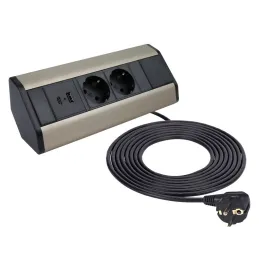 Multipresa da incasso CORNER SCHUKO 2x 230V + USB A-C / Acciaio inox