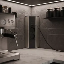 Multipresa da incasso CORNER SCHUKO 2x 230V + USB A-C / Acciaio inox